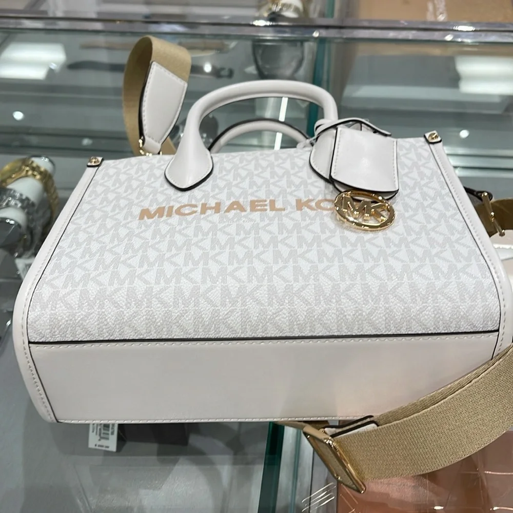Michael Kors Mirella Small Signature Logo Shopper Top Zip Crossbody XBODY Bag MK